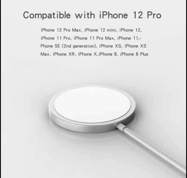 15W Magnetic Wireless Charger Compatible with Magsafe for iPhone 15/14/13/12/11/SE/XS/XR/X/8 Series USB-C White