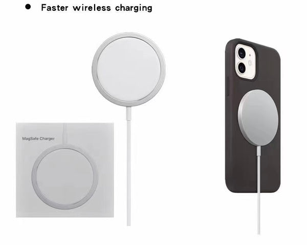 15W Magnetic Wireless Charger Compatible with Magsafe for iPhone 15/14/13/12/11/SE/XS/XR/X/8 Series USB-C White